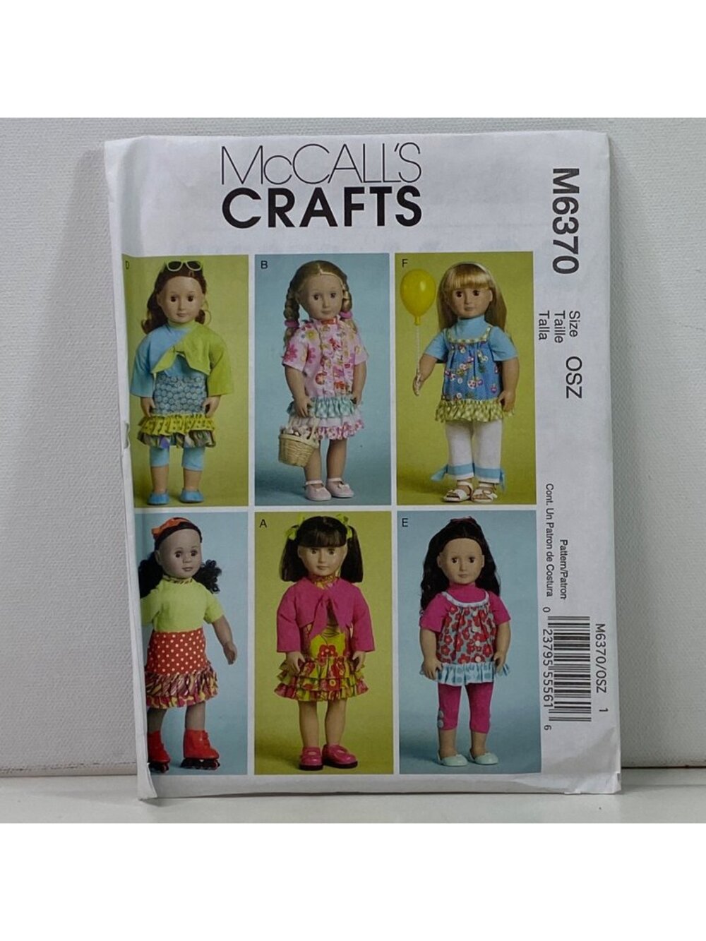 McCalls 18 Inch Doll Clothes Pattern M6370 Uncut American Girl Tops Skirts